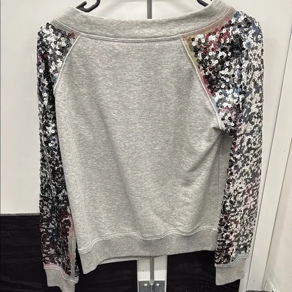 Gray Sequin Sleeve Sweatshirt